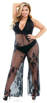 Curve Nicki Stretch Lace Halter Jumpsuit Bras and Bra Sets